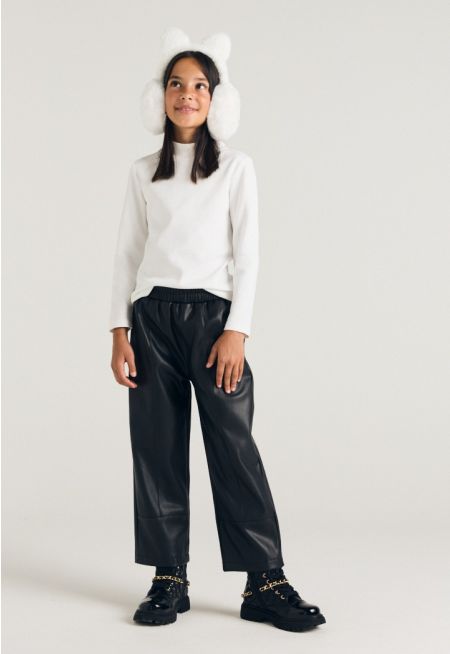 Solid PU Leather Pants