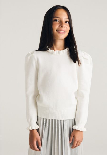 Ruffled Details Knitted Top