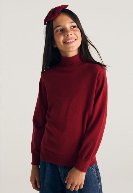 Solid Turtleneck Top