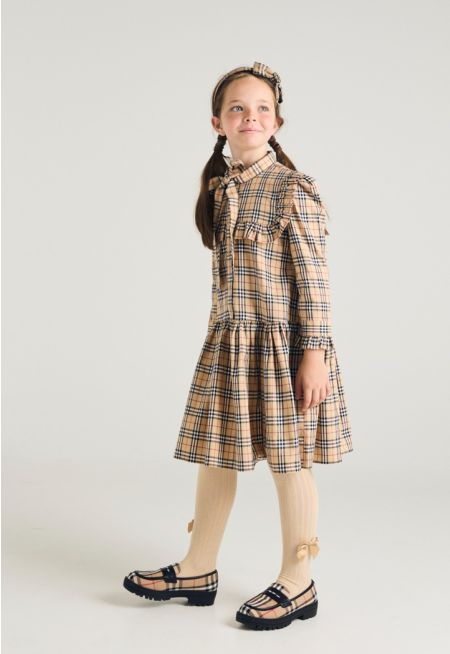 Checkered Ruffled Details Dress