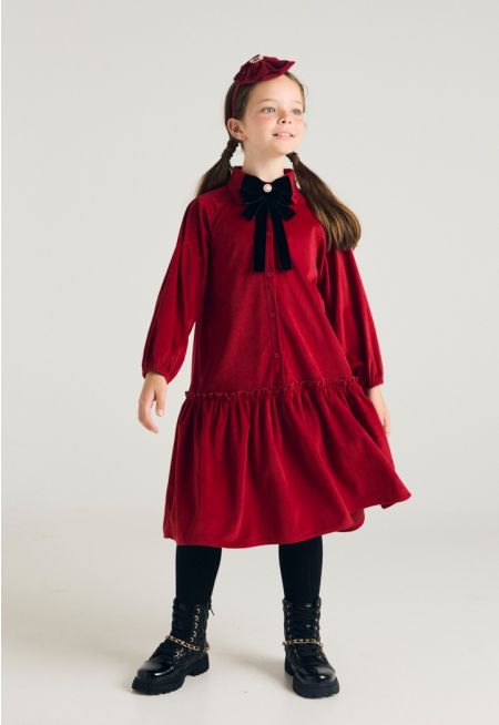 Drop Waist Velvet Dress