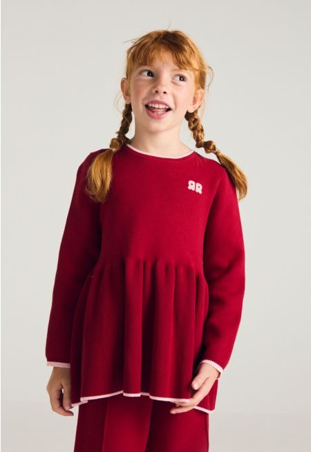 Knitted Drop Waist Blouse