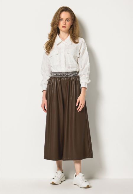 PU Leather Palazzo Trousers