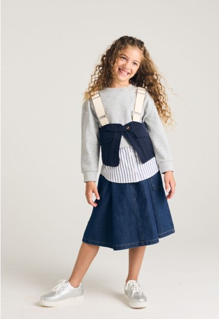 Waist Clasp Denim Skirt