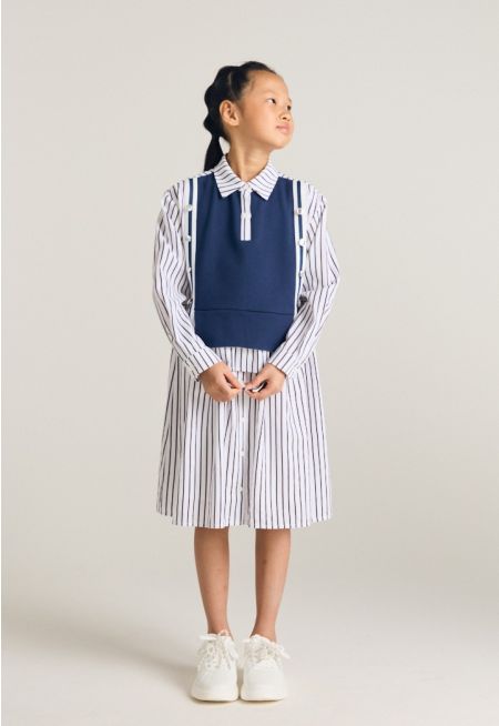 Knitted Striped Shirt Dress