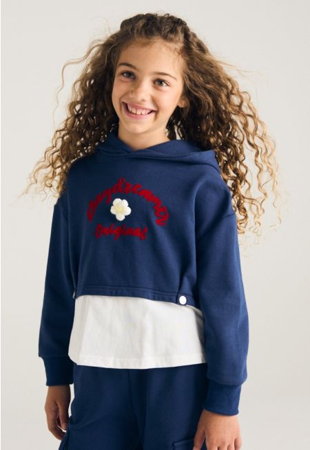 Contrast Embossed Hoodie