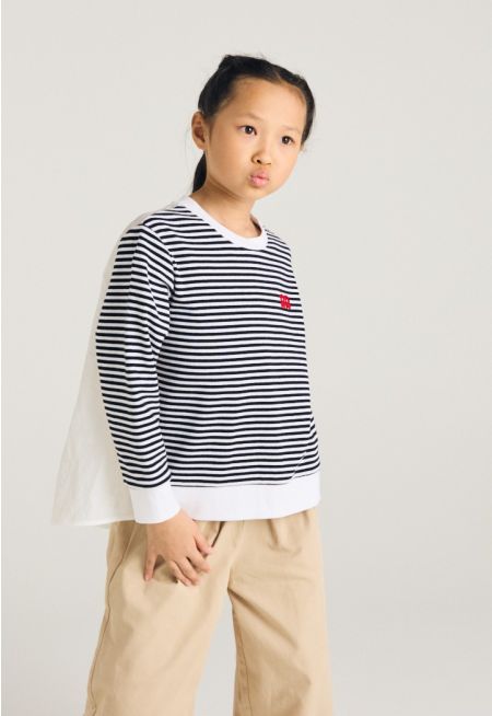 Buttoned Back Striped Sweater