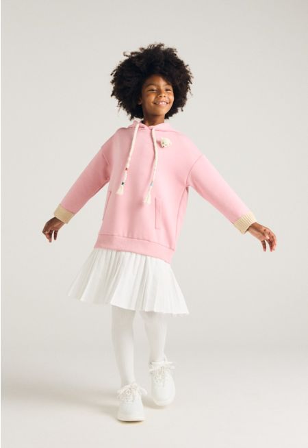 Pleated Hem Hoodie Dress