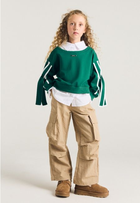 Knitted Waist Cargo Trousers