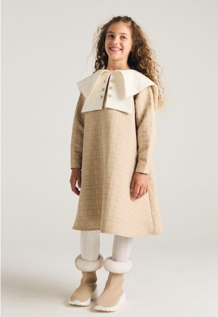 Geometric Embroidered Quilted Dress