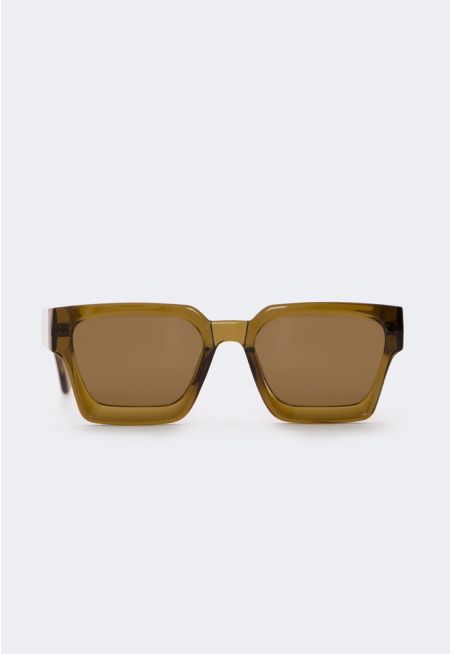 Metallic Details Square Sunglasses