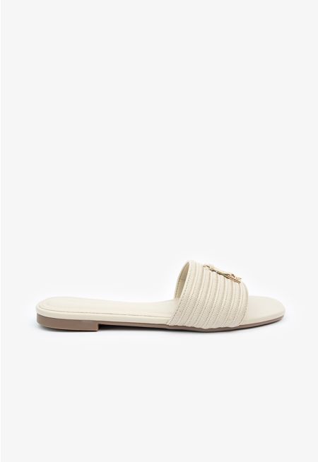 Solid PU Leather Charm Flats