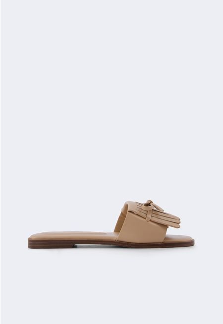 Solid PU Leather Bow Flats