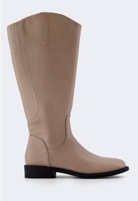 Solid Flat Calf Boots