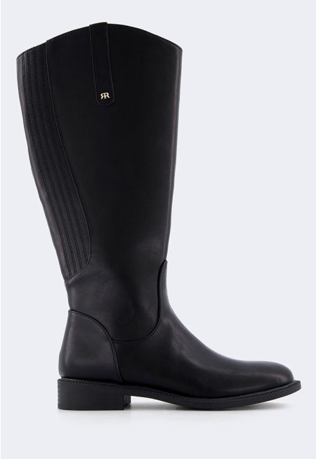 Solid Flat Calf Boots