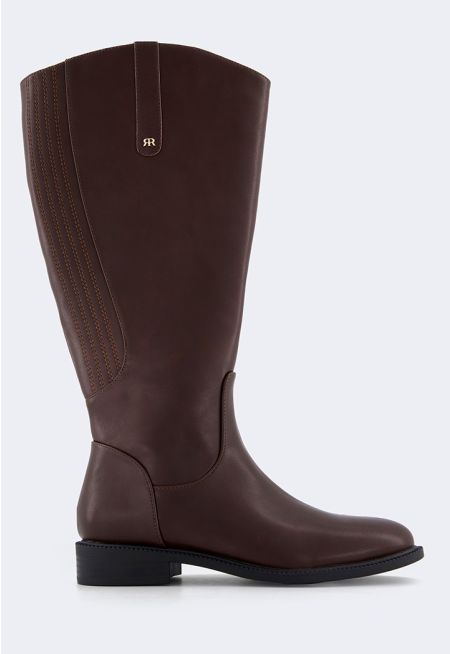 Solid Flat Calf Boots