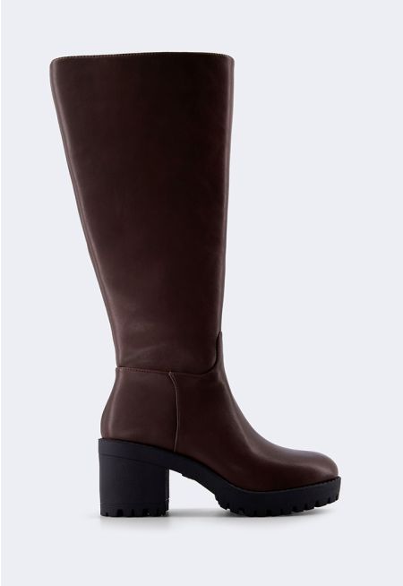Chunky PU Leather Boots