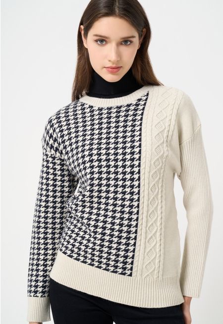 Knitted Houndstooth Sweater