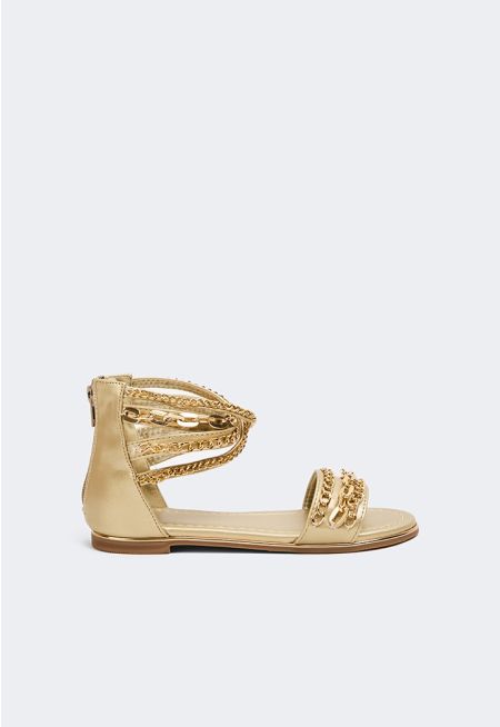 Chain Embellished Ankle Strap Shoe