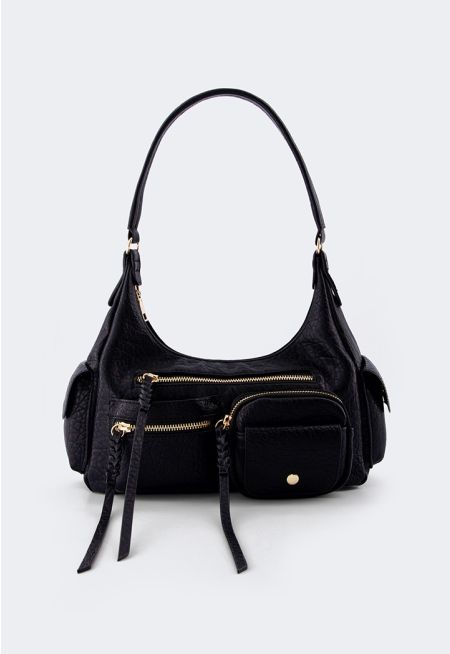 Genuine Leather Pocket Shoulder Bag