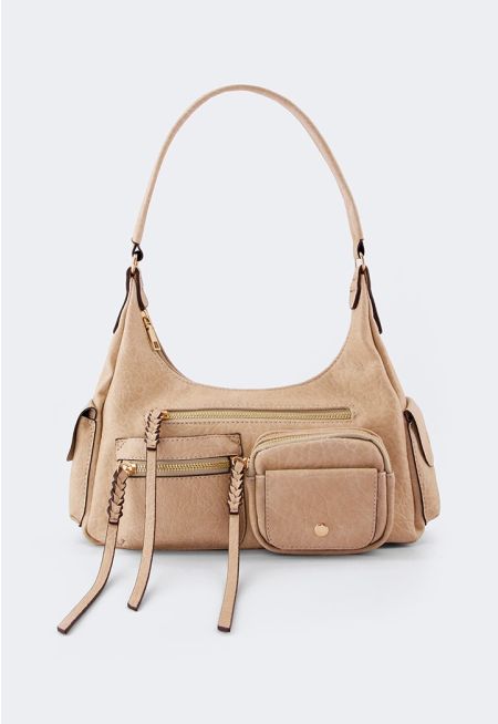 Genuine Leather Pocket Shoulder Bag