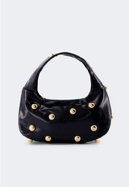 Dramatic Studs Glossy Handbag