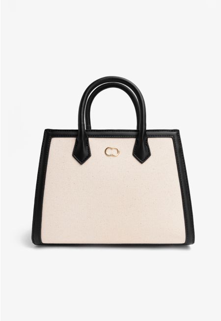 Knitted PU Leather Tote Bag