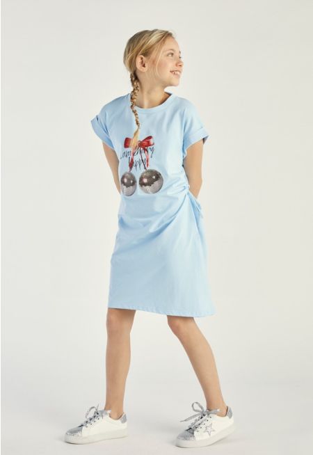 Drawstring Side T Shirt Dress