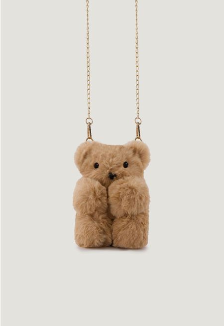 Faux Fur Teddy Bear Crossbody Bag