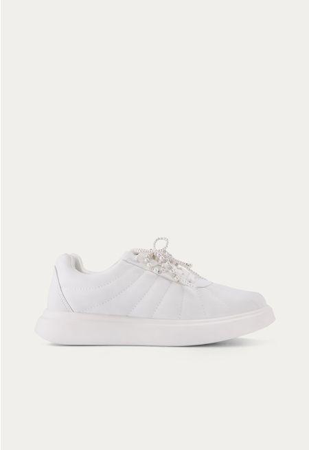 Faux Pearls Embellished Sneakers