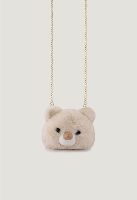 Faux Fur Bear Crossbody Bag