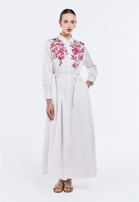 Floral Printed Crystal Embellished Dress