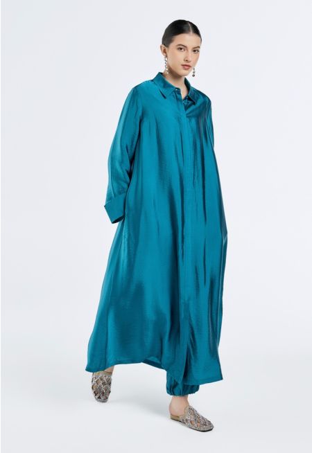 Crinkled Satin Shirt Dress- Ramadan Style