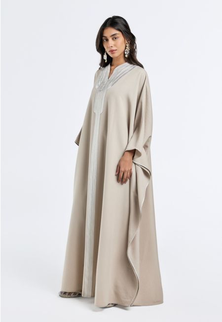 Striped Lace Embellished Kaftan- Ramadan Style