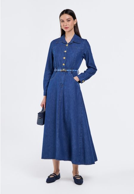 Belted Denim Dress
