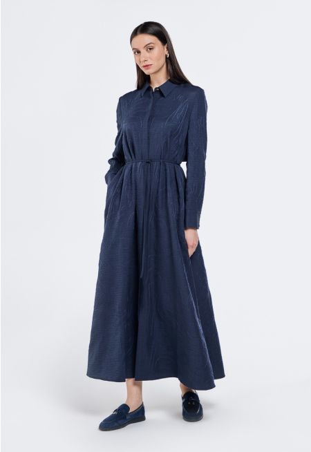 Embroidered Belted Dress