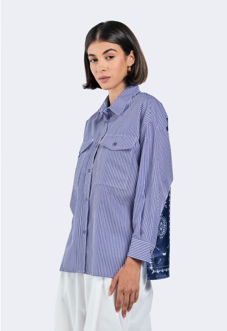 Striped Shirt with Satin Back