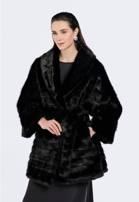 Striped Faux Fur Jacket