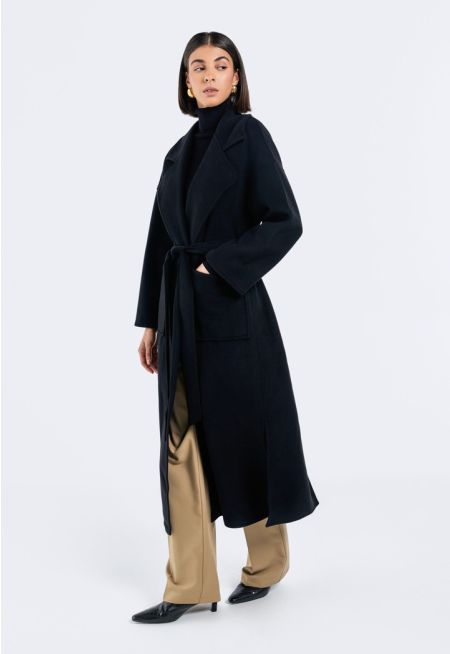 Notched Lapel Solid Coat