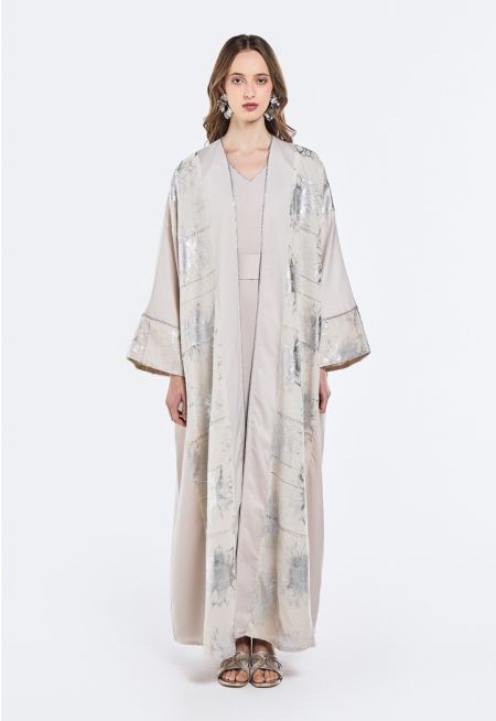 Printed Abaya and Dress Set (2PCS)