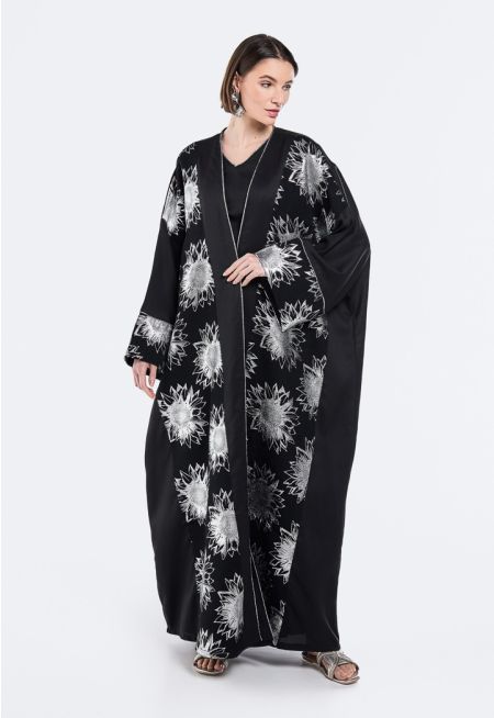 Printed Abaya and Dress Set (2PCS)