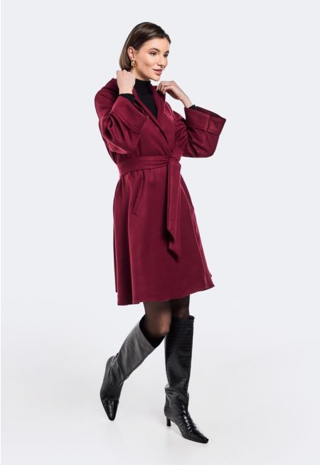 Hooded Belted Cashmere Coat