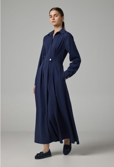 Solid Long Sleeves Maxi Dress