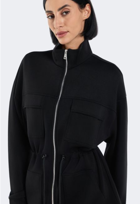 Multi-pocket Drawstring Jacket