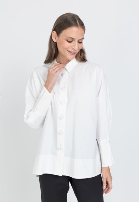 Solid Long Kimono Sleeve Shirt