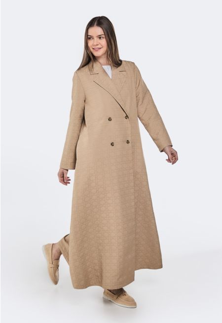 Geometric Embroidered Quilted Abaya