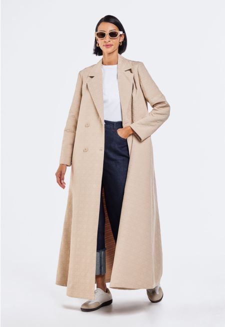 Geometric Embroidered Quilted Abaya