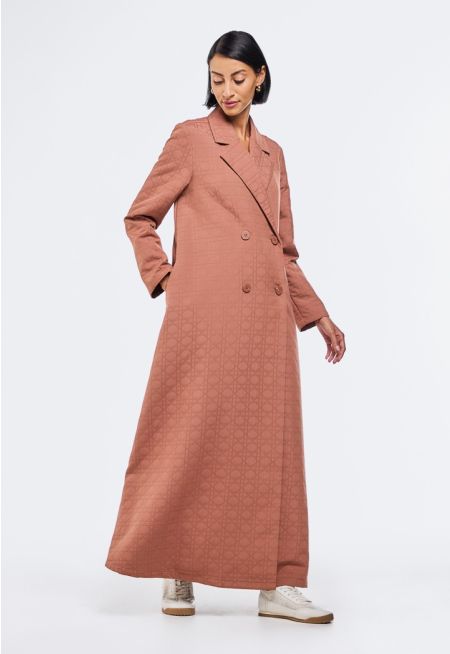 Geometric Embroidered Quilted Abaya