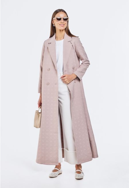 Geometric Embroidered Quilted Abaya