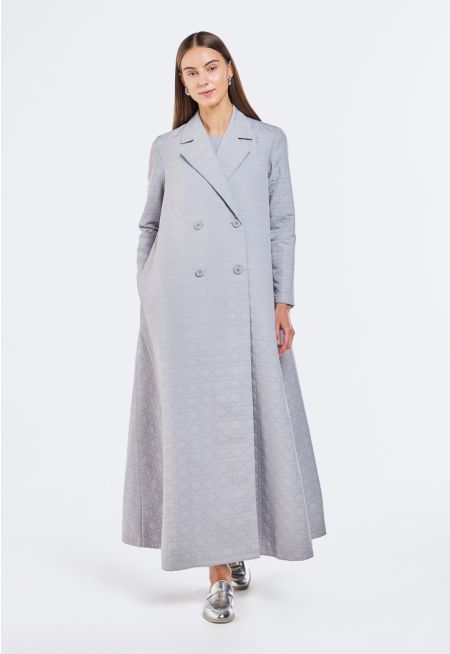 Geometric Embroidered Quilted Abaya